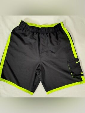 Nike Swim Shorts With Built in Brief Gray/Neon Yellow Mens Size Medium